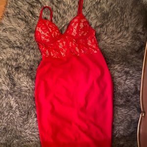 Red lace dress